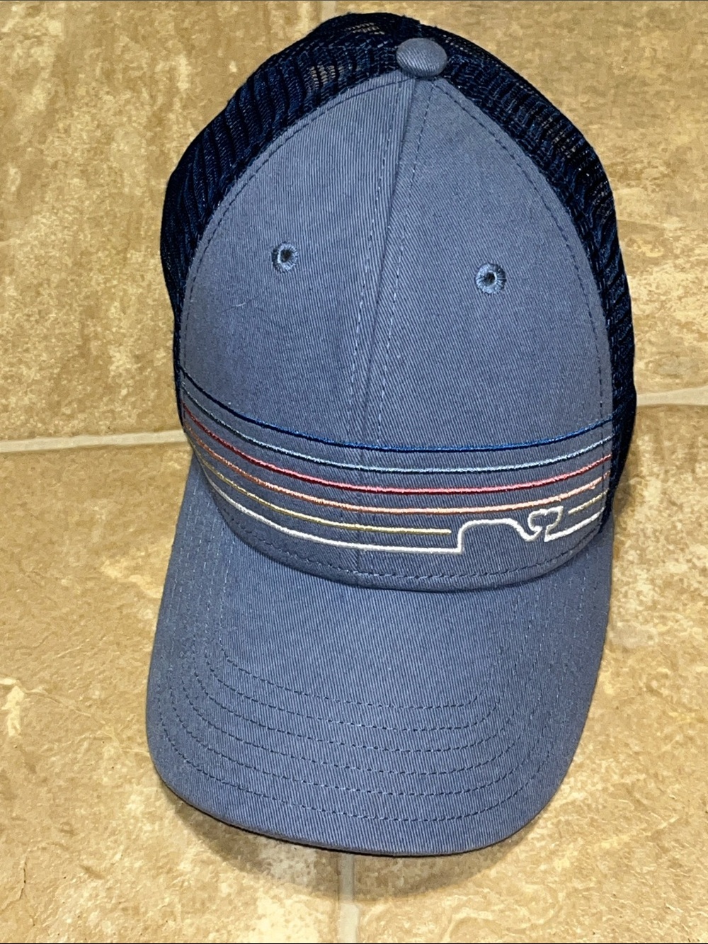 Vineyard Vines Navy Cap with Subtle Stripe Accent